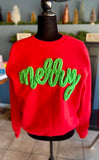 Chenille Letter "Merry" Crewneck