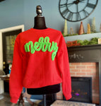 Chenille Letter "Merry" Crewneck